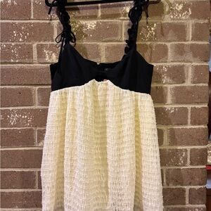 Blue Blush Black and Cream Textured Dress